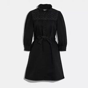 Coach Black Womens Dress with Button Closure and Belt Size 6